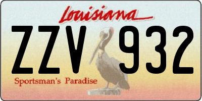 LA license plate ZZV932