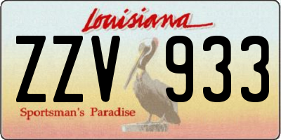 LA license plate ZZV933