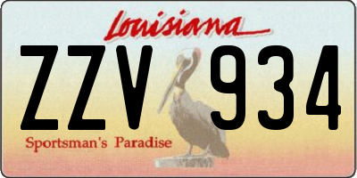 LA license plate ZZV934