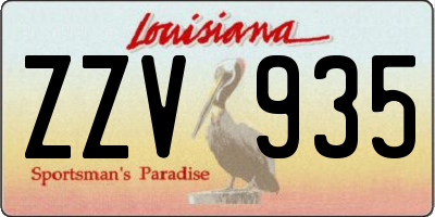 LA license plate ZZV935