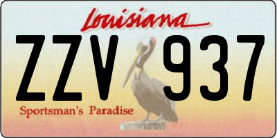 LA license plate ZZV937