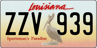 LA license plate ZZV939