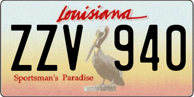 LA license plate ZZV940