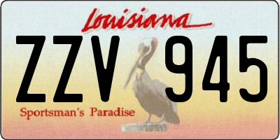 LA license plate ZZV945