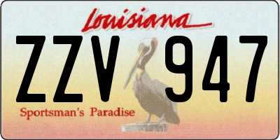 LA license plate ZZV947