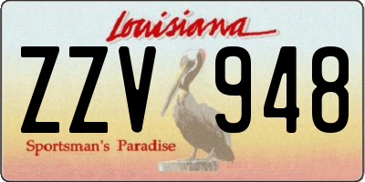 LA license plate ZZV948