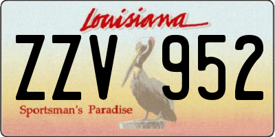 LA license plate ZZV952