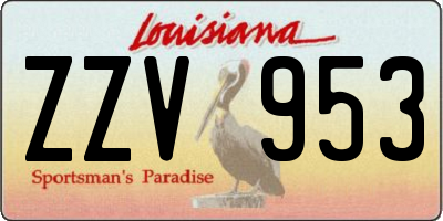 LA license plate ZZV953
