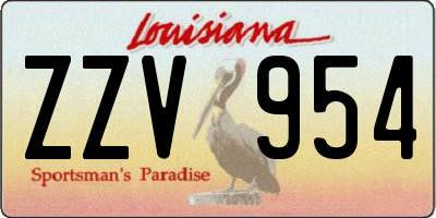 LA license plate ZZV954