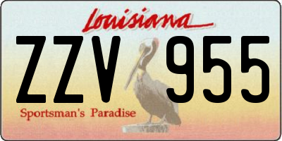 LA license plate ZZV955