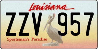 LA license plate ZZV957