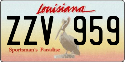 LA license plate ZZV959