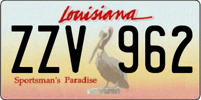 LA license plate ZZV962