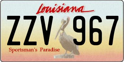 LA license plate ZZV967