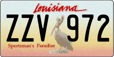 LA license plate ZZV972