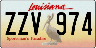 LA license plate ZZV974