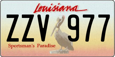 LA license plate ZZV977