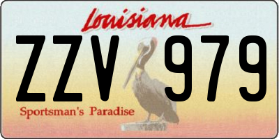 LA license plate ZZV979