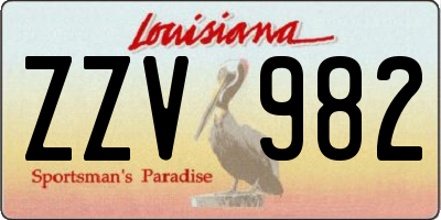 LA license plate ZZV982