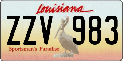 LA license plate ZZV983