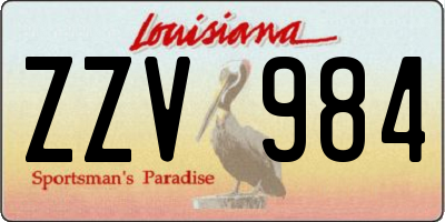 LA license plate ZZV984