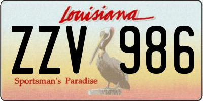 LA license plate ZZV986