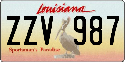 LA license plate ZZV987