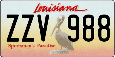 LA license plate ZZV988