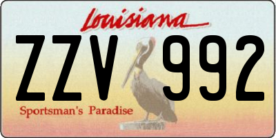 LA license plate ZZV992