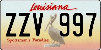 LA license plate ZZV997