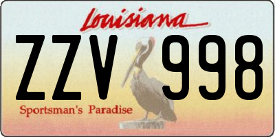 LA license plate ZZV998