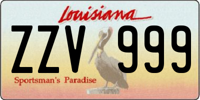 LA license plate ZZV999