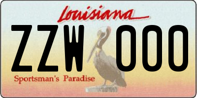 LA license plate ZZW000