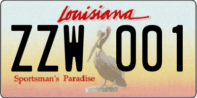 LA license plate ZZW001
