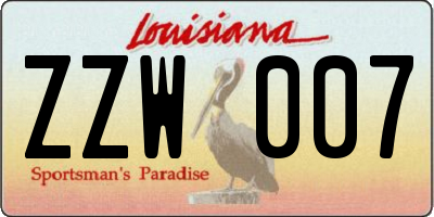 LA license plate ZZW007
