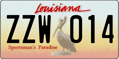 LA license plate ZZW014