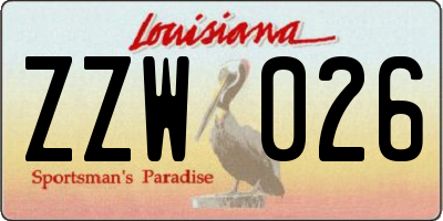 LA license plate ZZW026