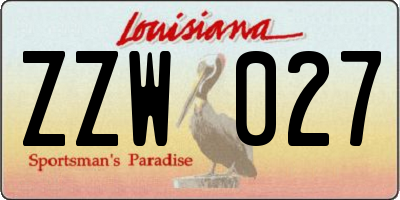 LA license plate ZZW027