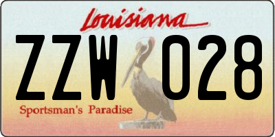 LA license plate ZZW028