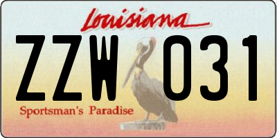 LA license plate ZZW031