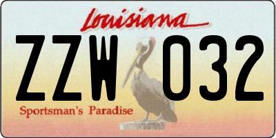 LA license plate ZZW032