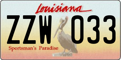 LA license plate ZZW033