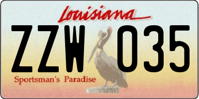 LA license plate ZZW035