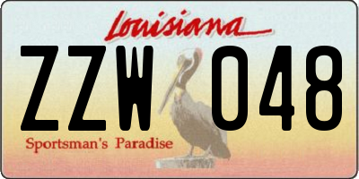 LA license plate ZZW048