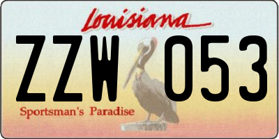 LA license plate ZZW053