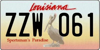 LA license plate ZZW061