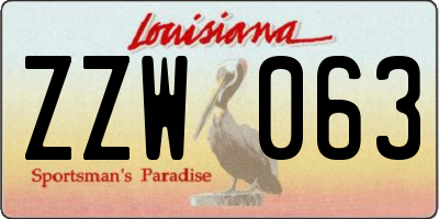 LA license plate ZZW063