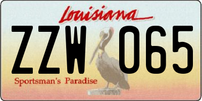 LA license plate ZZW065