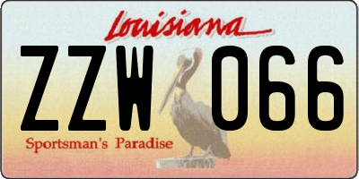 LA license plate ZZW066