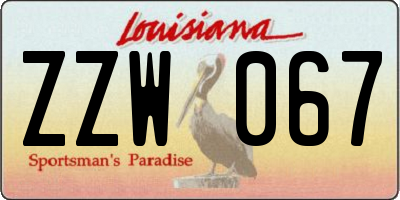 LA license plate ZZW067